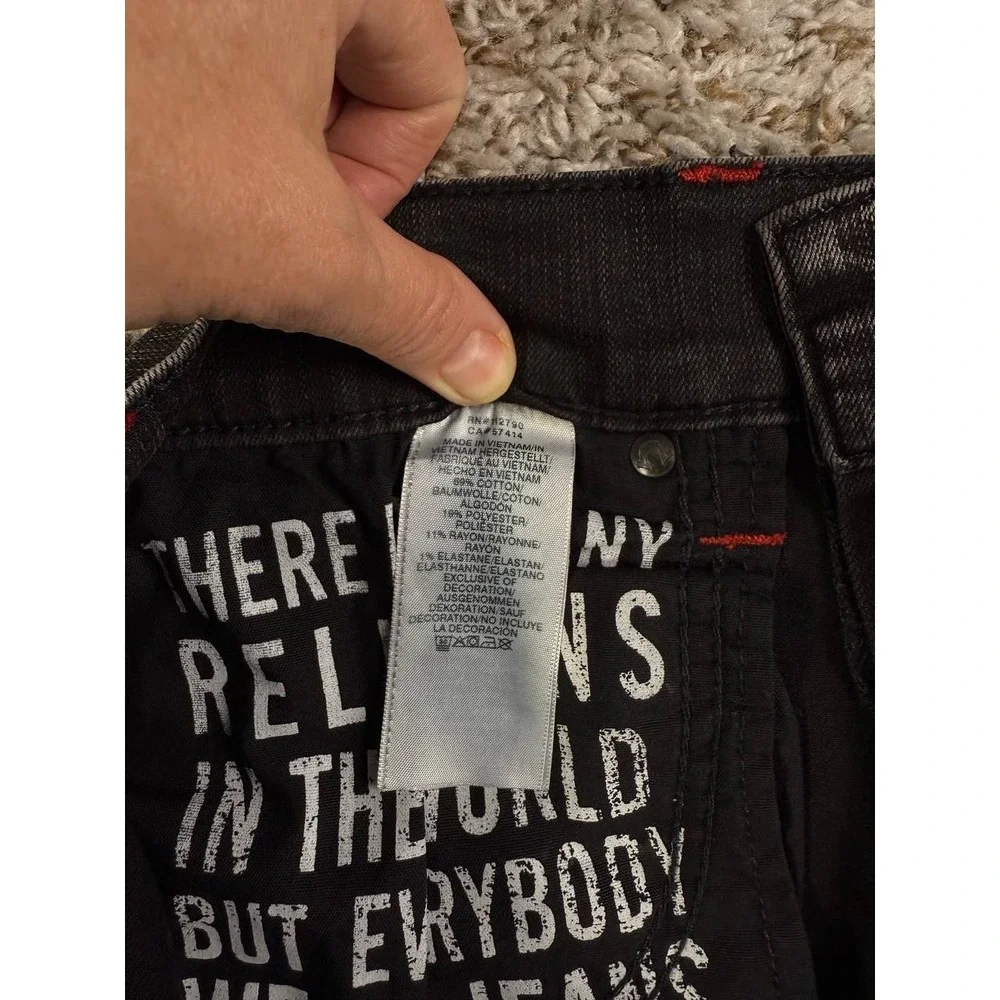 True Religion Ricky Relaxed Straight Gray Denim Jeans Men's Size 30x32